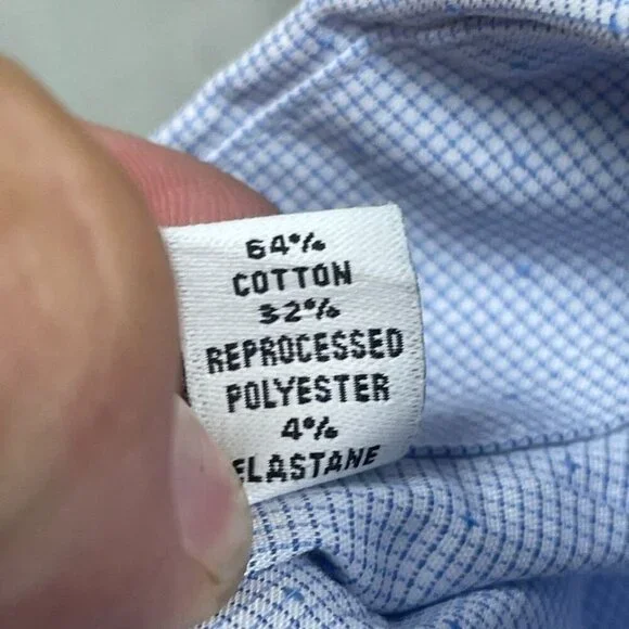 Calvin Klein Regular Fit Wrinkle Free Stretch Dress Shirt L Blue 6871 - Picture 6 of 9